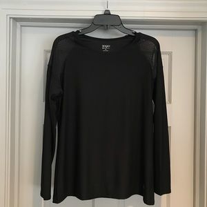 Athletica shirt with sheer shoulders